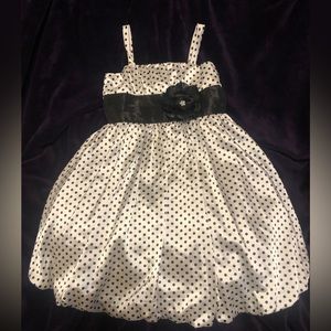 Beautiful black and white polka dot satin dress. Size 5/6.